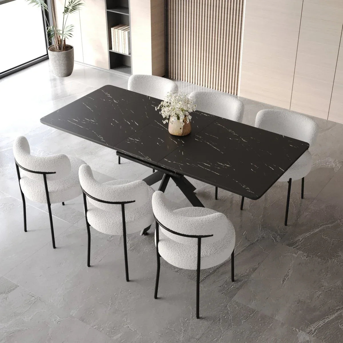 Modern Extendable MDF Metal Dining Table Set With Chairs - Omega Lifestyles
