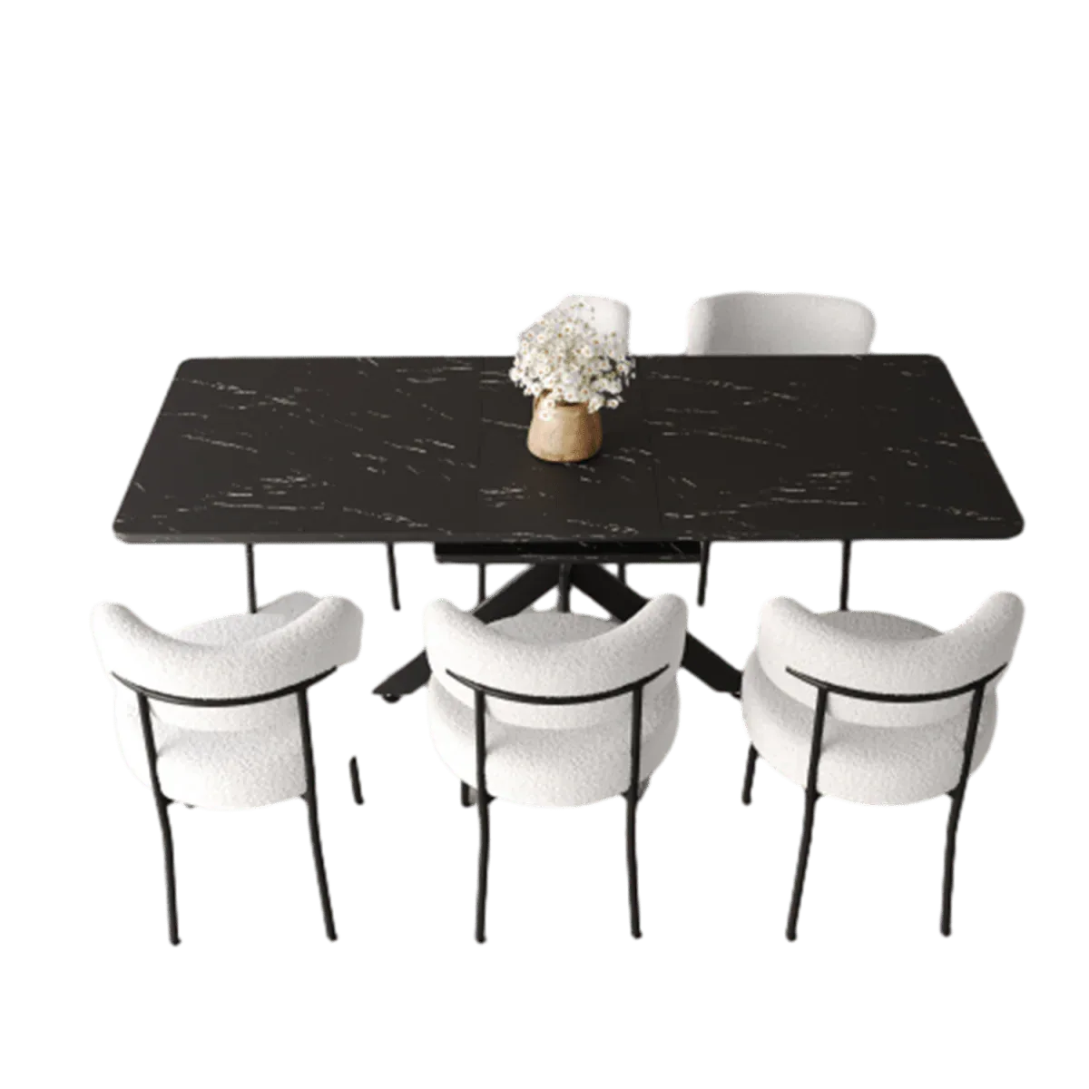 Modern Extendable MDF Metal Dining Table Set With Chairs - Omega Lifestyles