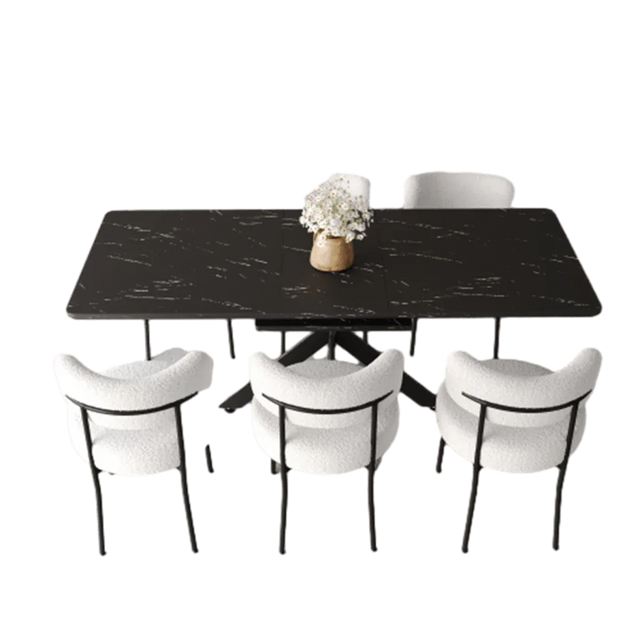 Modern Extendable MDF Metal Dining Table Set With Chairs - Omega Lifestyles