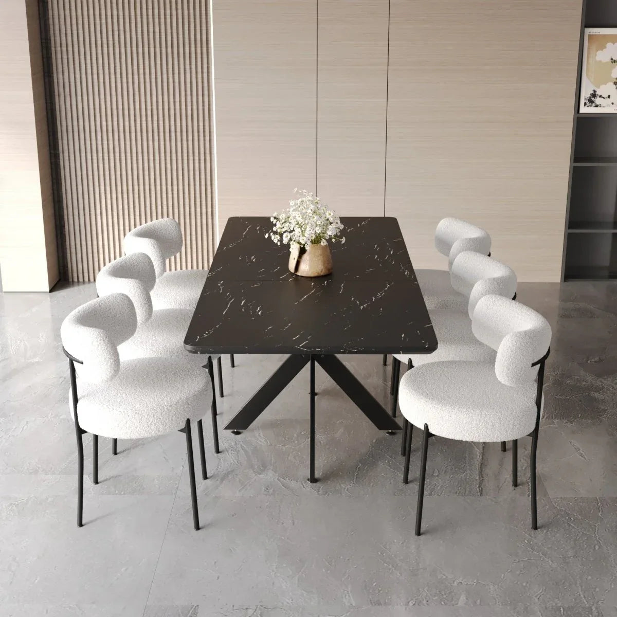 Modern Extendable MDF Metal Dining Table Set With Chairs - Omega Lifestyles