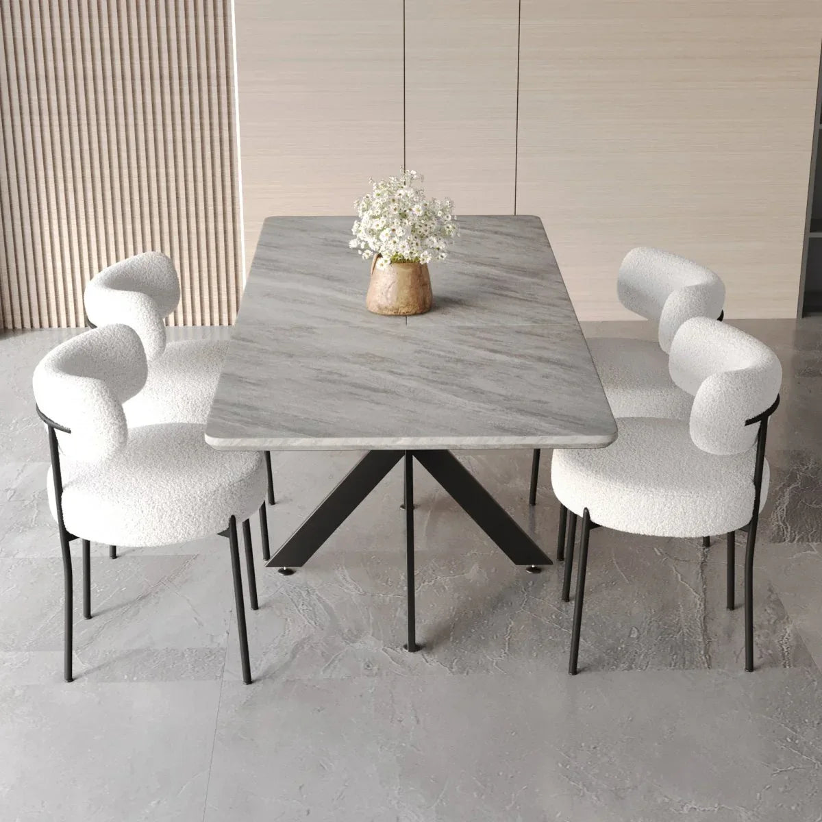 Modern Extendable MDF Metal Dining Table Set With Chairs - Omega Lifestyles