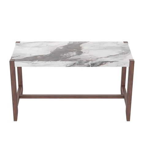 Modern Faux Marble Rectangular Rubber Wood Dining Table - Omega Lifestyles