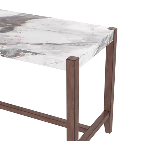 Modern Faux Marble Rectangular Rubber Wood Dining Table - Omega Lifestyles