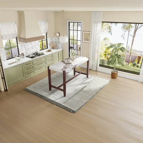 Modern Faux Marble Rectangular Rubber Wood Dining Table - Omega Lifestyles