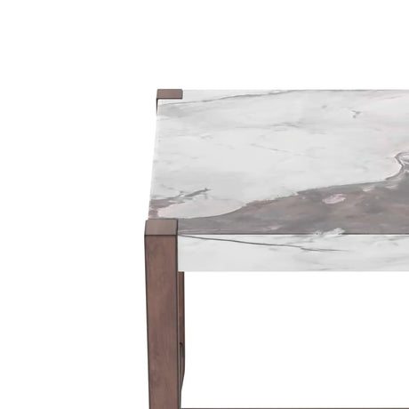 Modern Faux Marble Rectangular Rubber Wood Dining Table - Omega Lifestyles