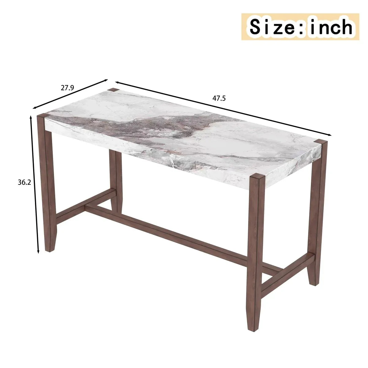 Modern Faux Marble Rectangular Rubber Wood Dining Table - Omega Lifestyles