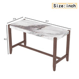 Modern Faux Marble Rectangular Rubber Wood Dining Table - Omega Lifestyles