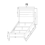 Modern Full Bed Frame With LED Accent Lighting Rubber Wood - Driftwood - Omega Lifestyles