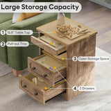 Modern Glass Nightstand With Hidden Tray Storage - Omega Lifestyles