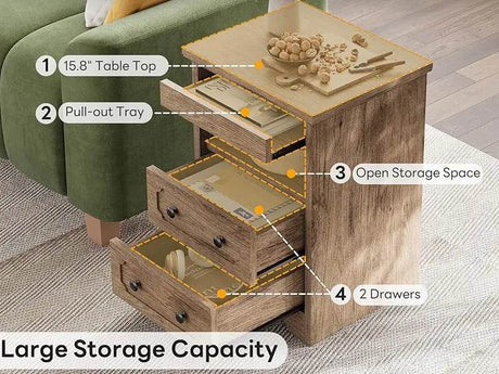 Modern Glass Nightstand With Hidden Tray Storage - Omega Lifestyles