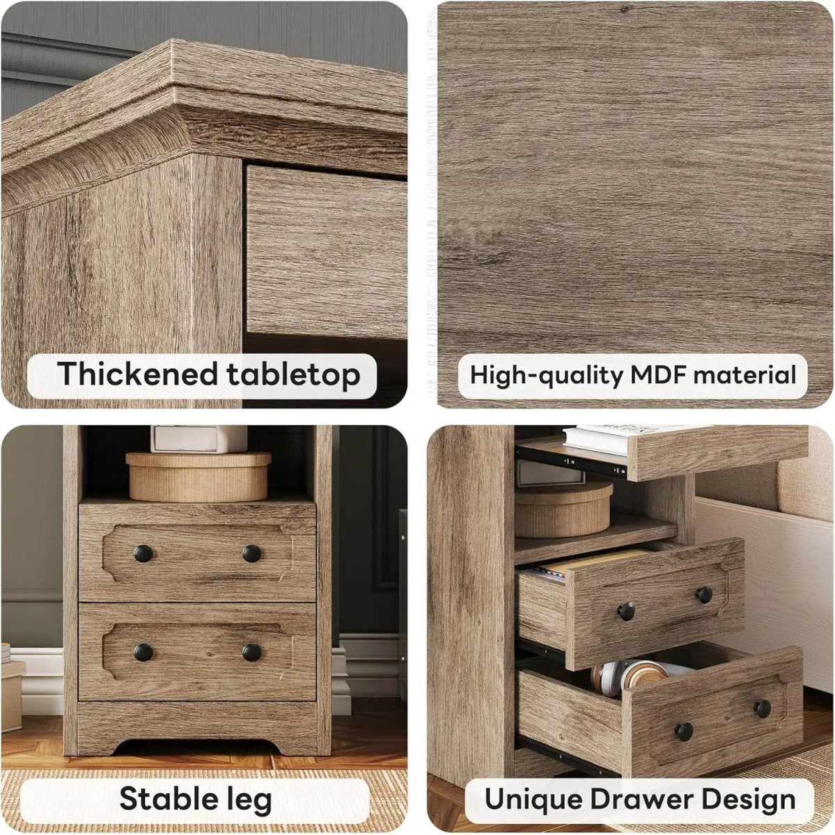 Modern Glass Nightstand With Hidden Tray Storage - Omega Lifestyles