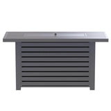 Modern Gray Steel Propane Outdoor Fire Pit Table - Driftwood - Omega Lifestyles