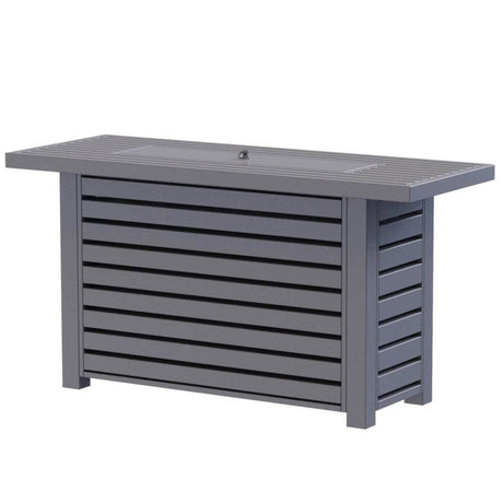 Modern Gray Steel Propane Outdoor Fire Pit Table - Driftwood - Omega Lifestyles