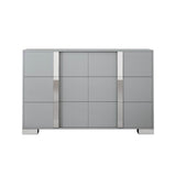Modern Grey Dresser With Mirrored Metal Handles And 6 Drawers - Omega Lifestyles