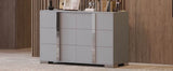 Modern Grey Dresser With Mirrored Metal Handles And 6 Drawers - Omega Lifestyles