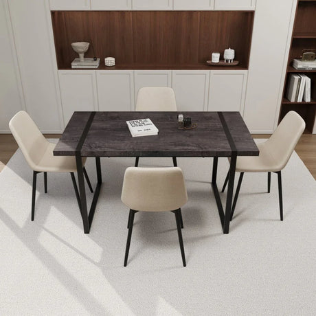 Modern Industrial 5-Piece MDF Dining Table And Chair Set - Omega Lifestyles
