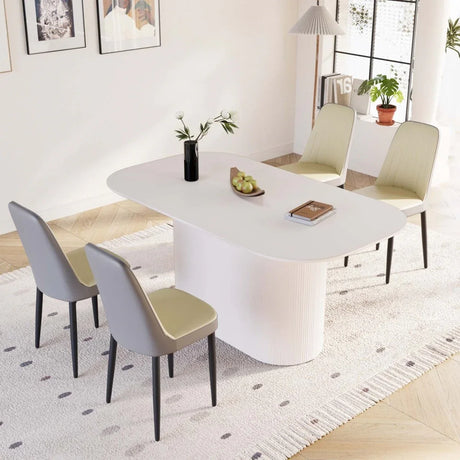 Modern Industrial MDF Dining Table And PU Chair Set - Omega Lifestyles