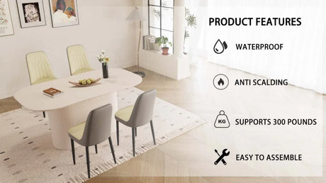 Modern Industrial MDF Dining Table And PU Chair Set - Omega Lifestyles