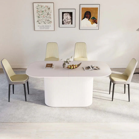 Modern Industrial MDF Dining Table And PU Chair Set - Omega Lifestyles