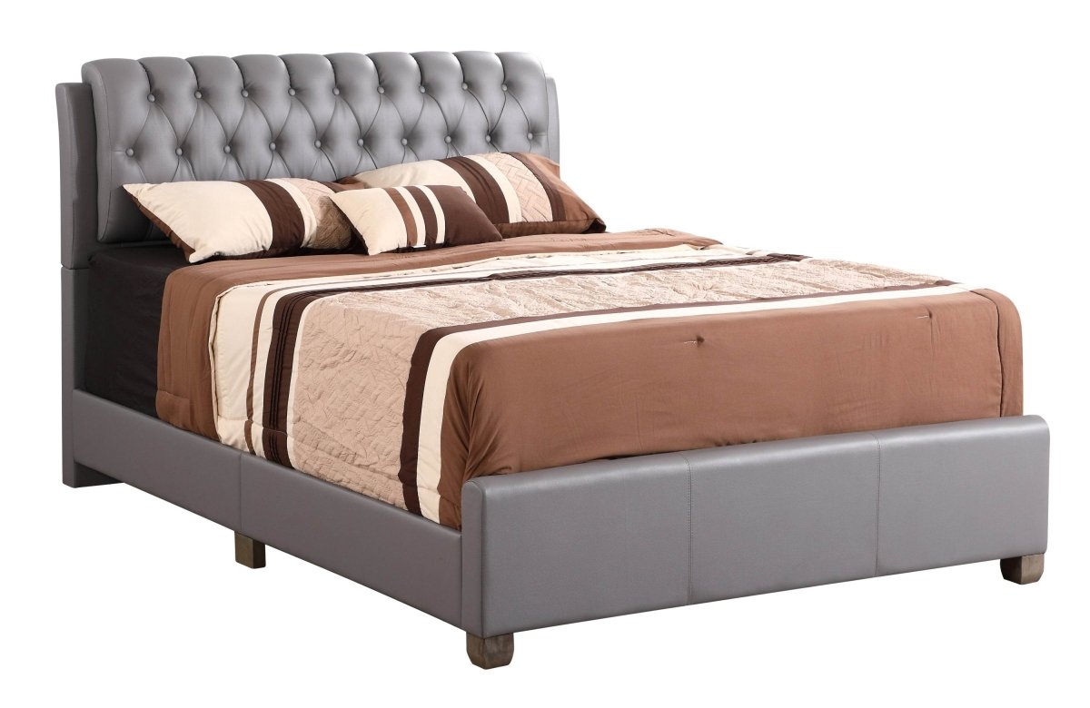 Modern Light Grey PU Foam King Bed Frame - Driftwood - Omega Lifestyles