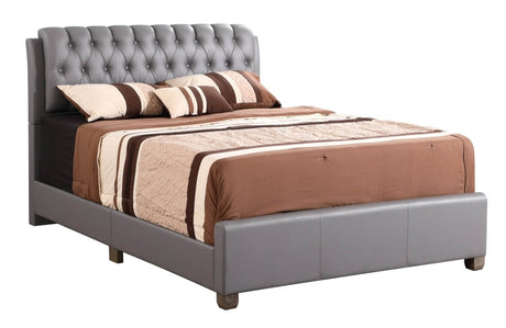Modern Light Grey PU Foam King Bed Frame - Driftwood - Omega Lifestyles