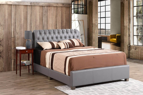 Modern Light Grey PU Foam King Bed Frame - Driftwood - Omega Lifestyles