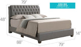 Modern Light Grey PU Foam King Bed Frame - Driftwood - Omega Lifestyles