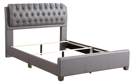 Modern Light Grey PU Foam King Bed Frame - Driftwood - Omega Lifestyles