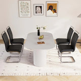 Modern MDF Dining Table And PU Armless Chair Set Of Five - Omega Lifestyles