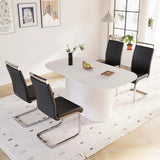Modern MDF Dining Table And PU Armless Chair Set Of Five - Omega Lifestyles