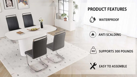 Modern MDF Dining Table And PU Armless Chair Set Of Five - Omega Lifestyles