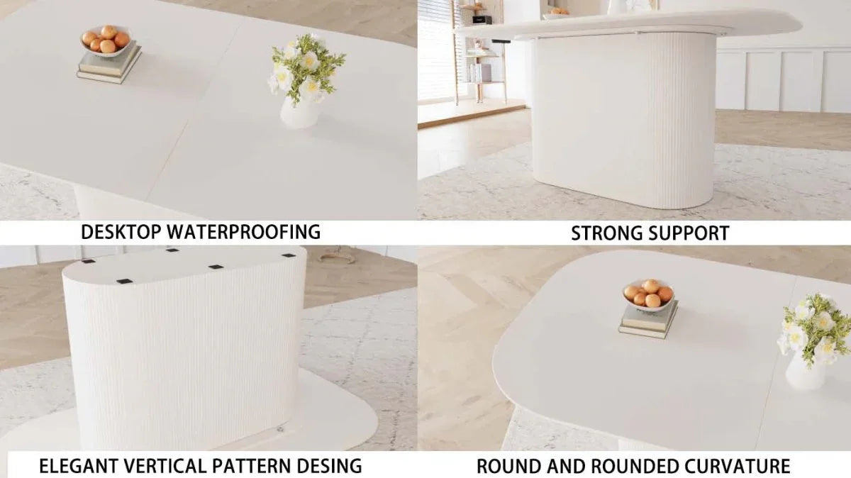 Modern MDF Dining Table And PU Armless Chair Set Of Five - Omega Lifestyles