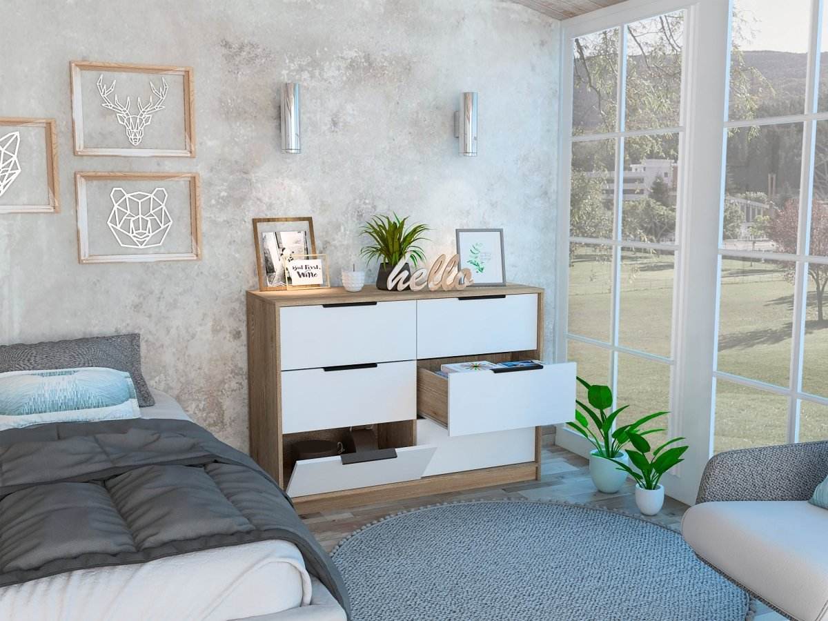 Modern Multicolor Particle Board Four Drawer Dresser - Sleep Galleria