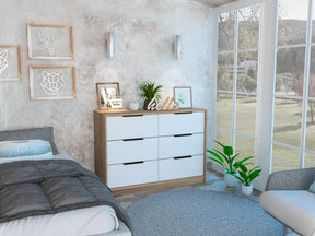 Modern Multicolor Particle Board Four Drawer Dresser - Omega Lifestyles