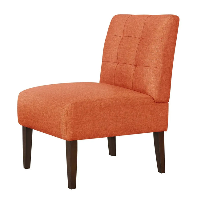 Modern Orange Armless Accent Chair With Wood Legs - Omega Lifestyles