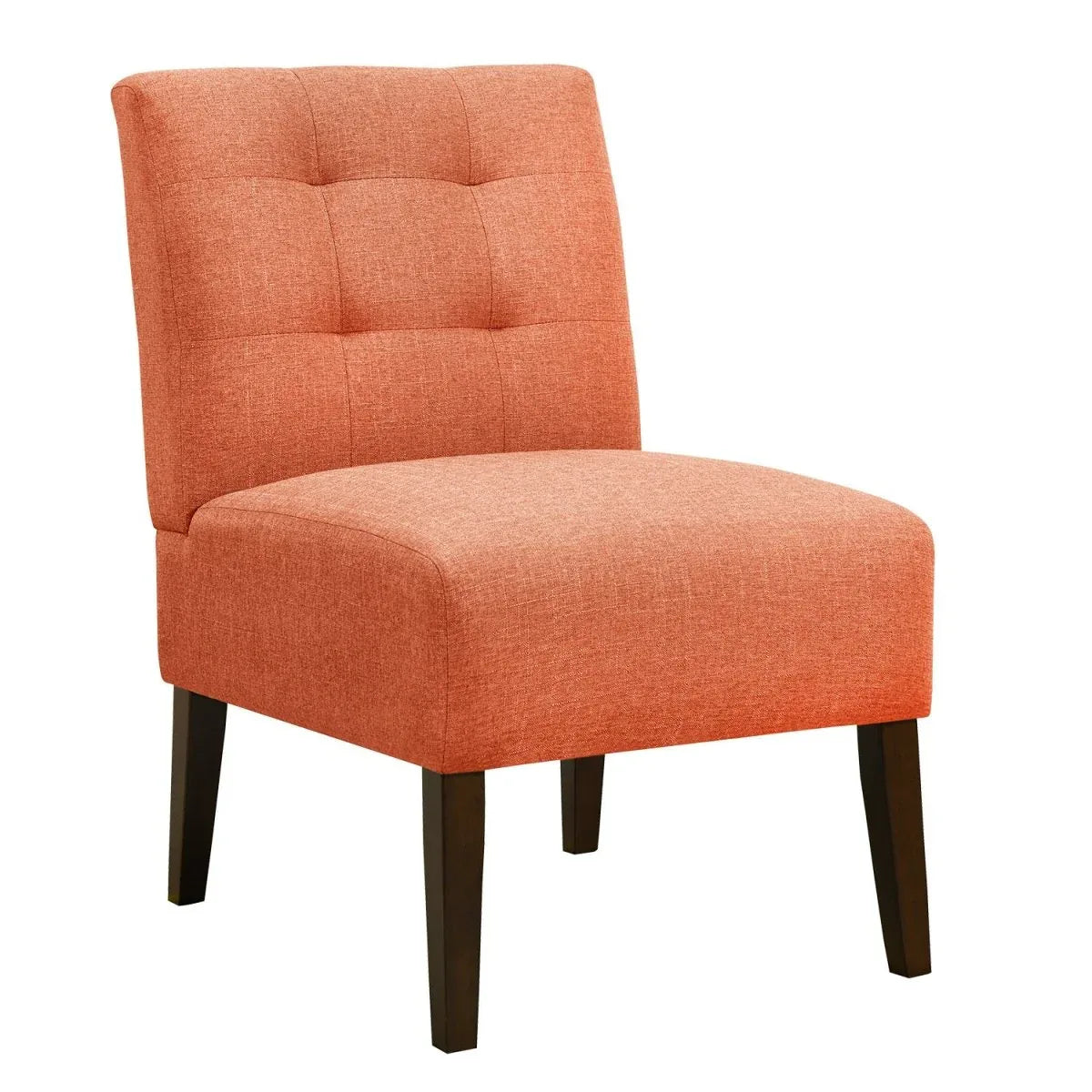 Modern Orange Armless Accent Chair With Wood Legs - Omega Lifestyles