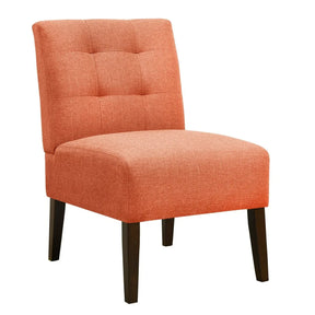 Modern Orange Armless Accent Chair With Wood Legs - Omega Lifestyles