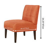 Modern Orange Armless Accent Chair With Wood Legs - Omega Lifestyles