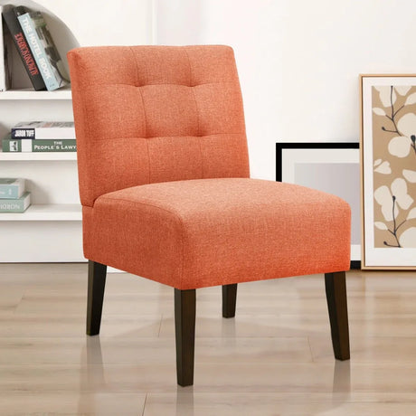 Modern Orange Armless Accent Chair With Wood Legs - Omega Lifestyles
