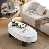 Modern Oval Engineered Wood Coffee Table With Storage - Omega Lifestyles