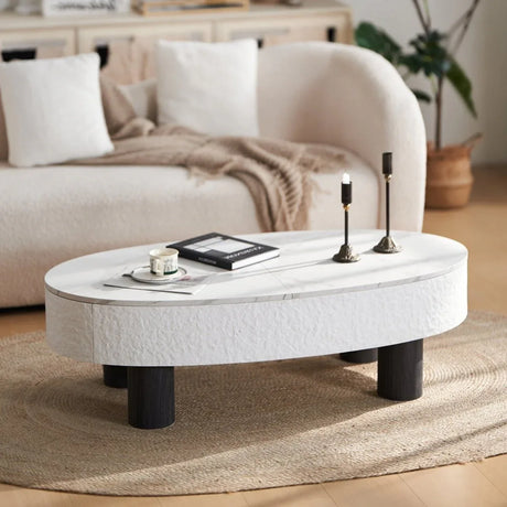 Modern Oval Engineered Wood Coffee Table With Storage - Omega Lifestyles