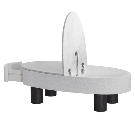 Modern Oval Engineered Wood Coffee Table With Storage - Omega Lifestyles