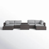 Modern Rattan Wicker Patio Seating Set With Cushions - Driftwood - Omega Lifestyles