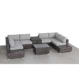 Modern Rattan Wicker Patio Seating Set With Cushions - Driftwood - Omega Lifestyles