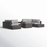 Modern Rattan Wicker Patio Seating Set With Cushions - Driftwood - Omega Lifestyles