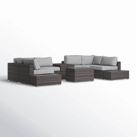 Modern Rattan Wicker Patio Seating Set With Cushions - Driftwood - Omega Lifestyles
