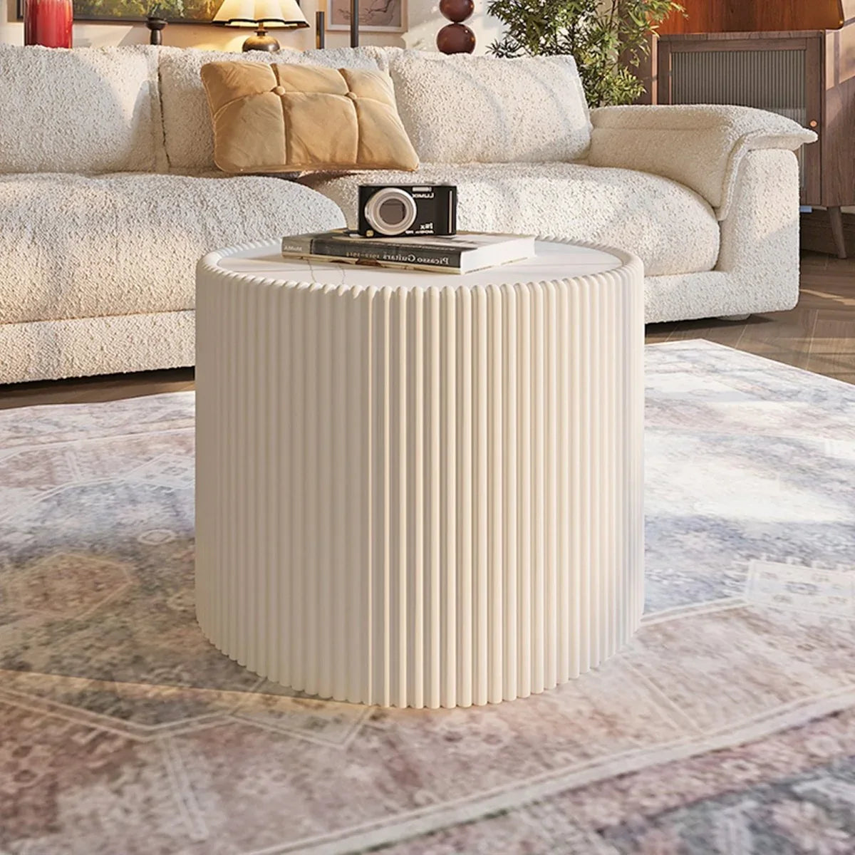 Modern Round Sintered Stone Coffee End Table - Omega Lifestyles