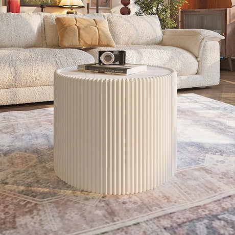 Modern Round Sintered Stone Coffee End Table - Omega Lifestyles