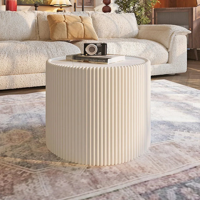 Modern Round Sintered Stone Coffee End Table - Omega Lifestyles