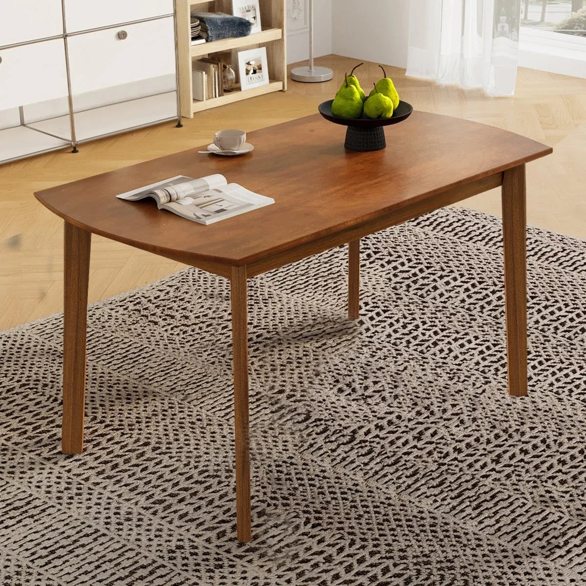 Modern Rubberwood Rectangular Dining Table Seats Four - Omega Lifestyles